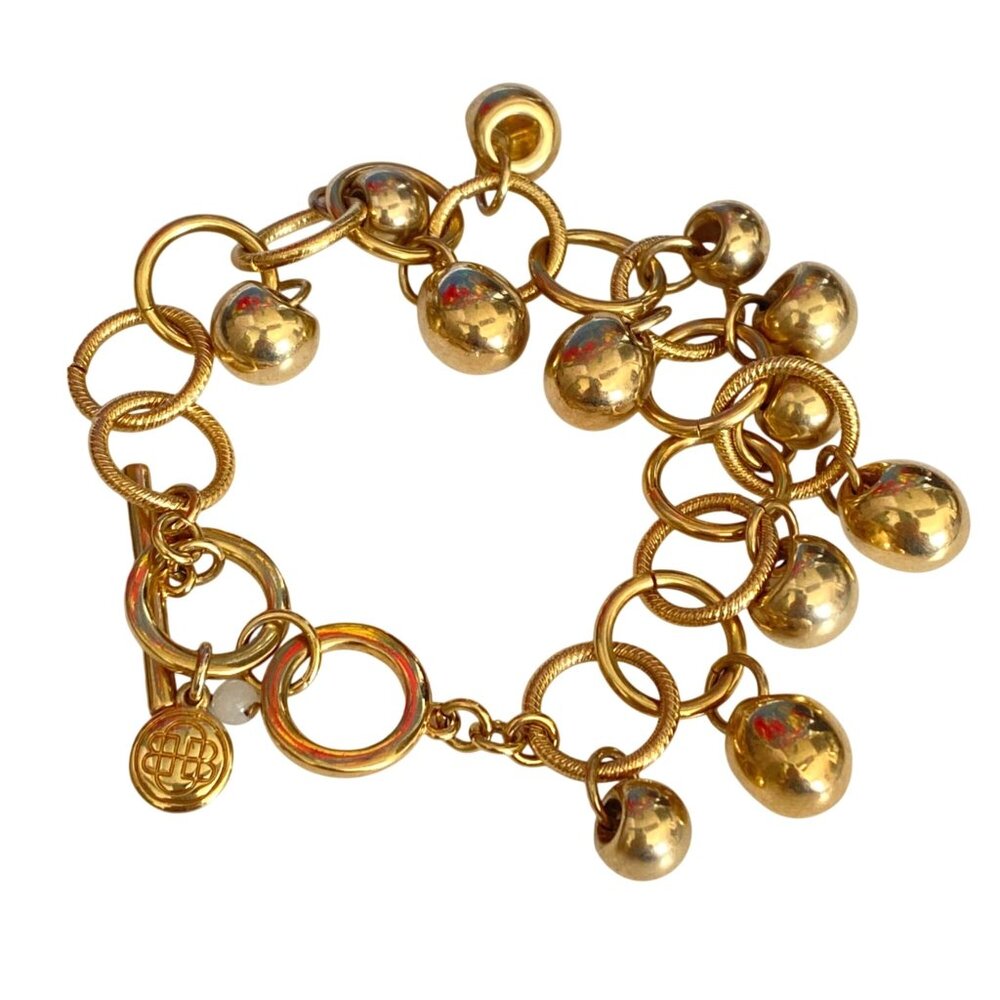 Chunky Dana Buchman Gold Tone Rings and Balls 7.75in Designer Bracelet